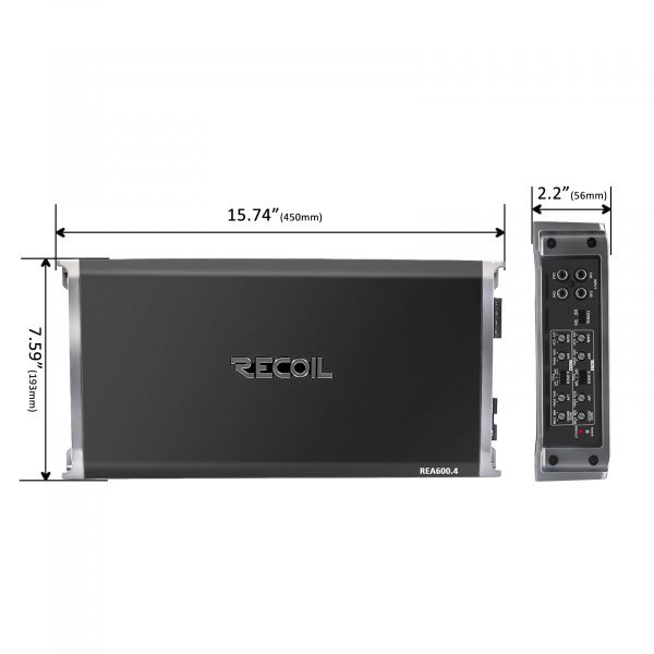 REA600.4 Recoil 1040W Max Full-Range Class A/B 4-Channel Car Audio Amplifier