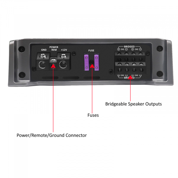 REA600.4 Recoil 1040W Max Full-Range Class A/B 4-Channel Car Audio Amplifier